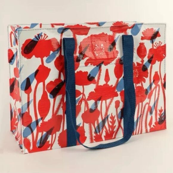 Blue Q Retro Shoulder Tote Bag with Zipper Abstract Floral - Picture 16 of 16